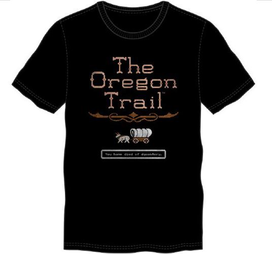 The Oregon Trail - Game Wagon y logotipo en camiseta negra