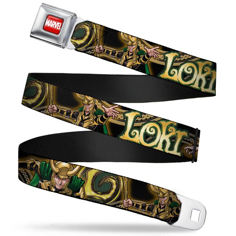 Marvel Universe Marvel Full Color Loki Seatbelt Buckle Belt - Kryptonite Character Store
