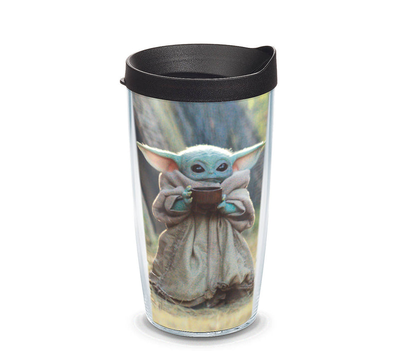 Cargue la imagen en el visor de la galería, Tervis Mandalorian The Child Sipping Insulated Tumbler with Wrap and Black Lid
