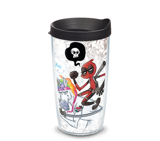 Marvel Comics: Deadpool - Vasos con envoltura y tapa de viaje 