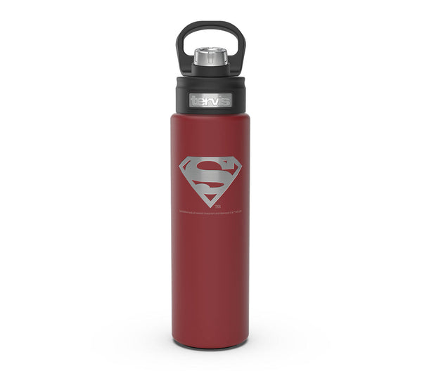 DC Comics - Superman Logo Engraved on Foxberry Red Water Bottle with Deluxe Spout Lid