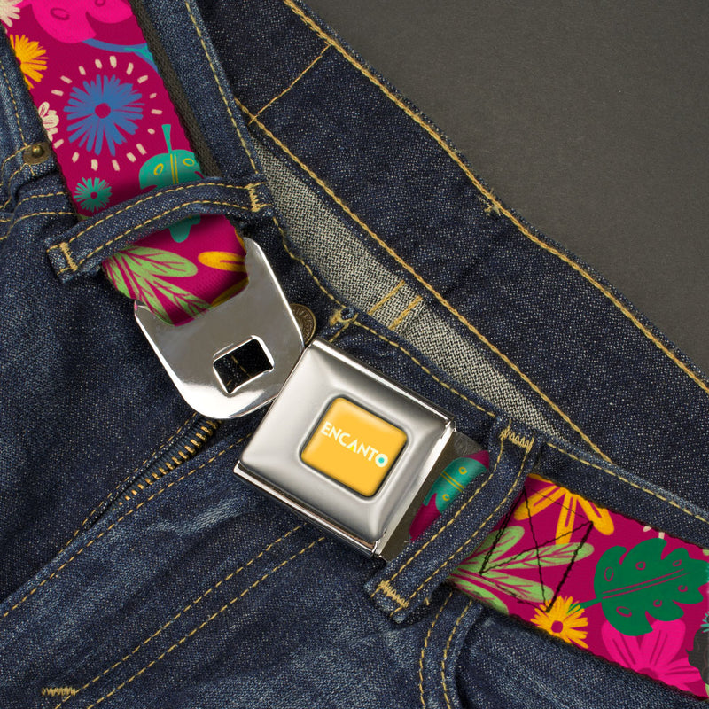 Load image into Gallery viewer, Encanto Logo - Mirabel Poses Full Color Yellow Seatbelt Buckle Belt
