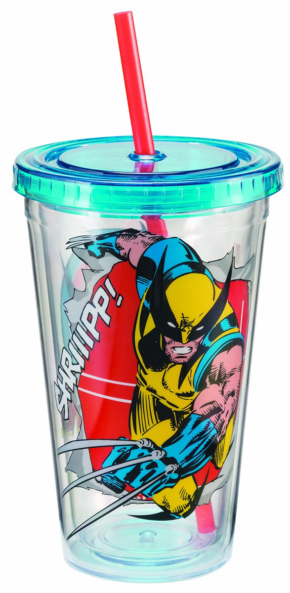 Marvel Comics - X-Men - Wolverine 18 oz Acrylic Travel Cup with Lid and Straw - Kryptonite Character Store