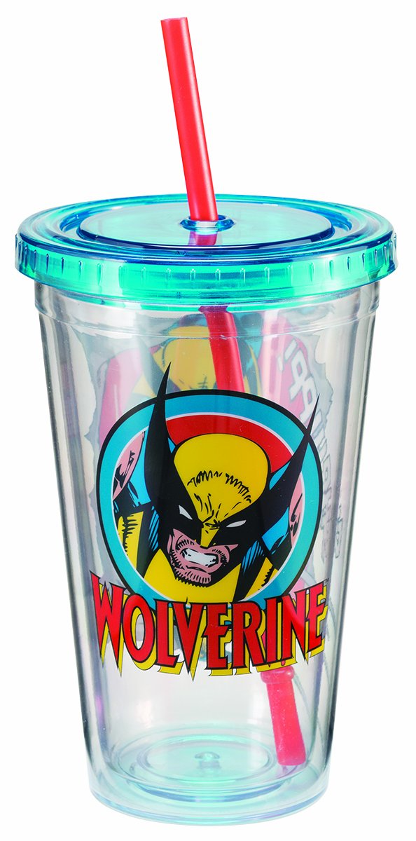 Marvel Comics - X-Men - Wolverine 18 oz Acrylic Travel Cup with Lid and Straw - Kryptonite Character Store