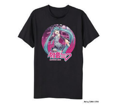 Hatsune in Circle Frame with Kanji Logo Black Men's T-Shirt